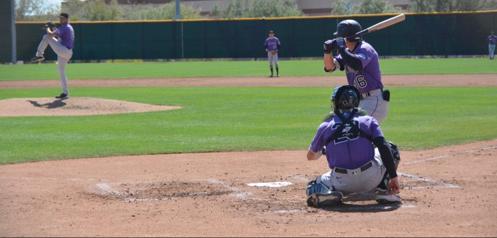Why do catchers adopt a one-knee stance?